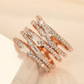 Optimum Rose Aura Multi-Layer Cross Ring