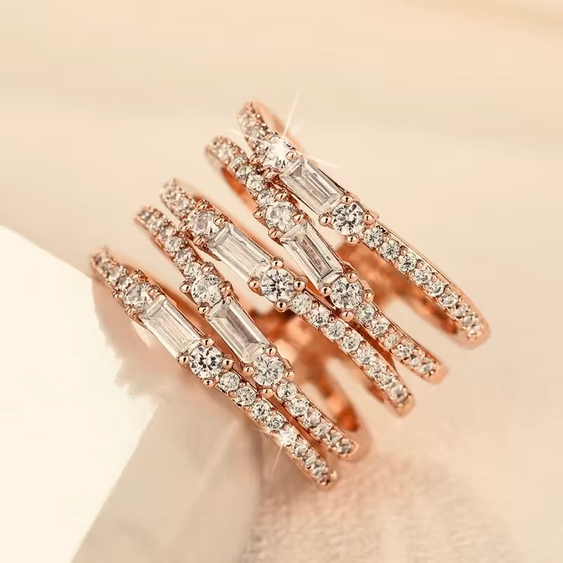 Optimum Rose Aura Multi-Layer Cross Ring