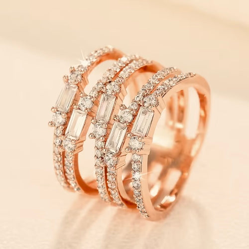 Optimum Rose Aura Multi-Layer Cross Ring