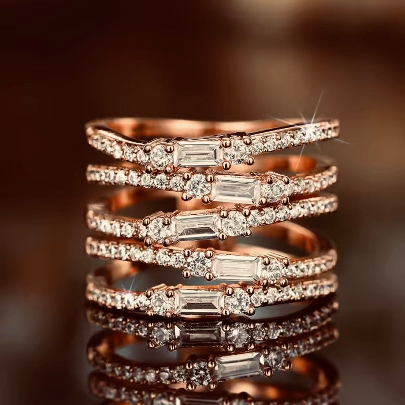 Optimum Rose Aura Multi-Layer Cross Ring