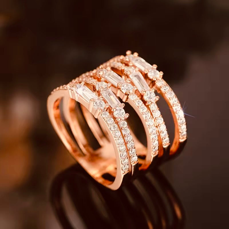 Optimum Rose Aura Multi-Layer Cross Ring