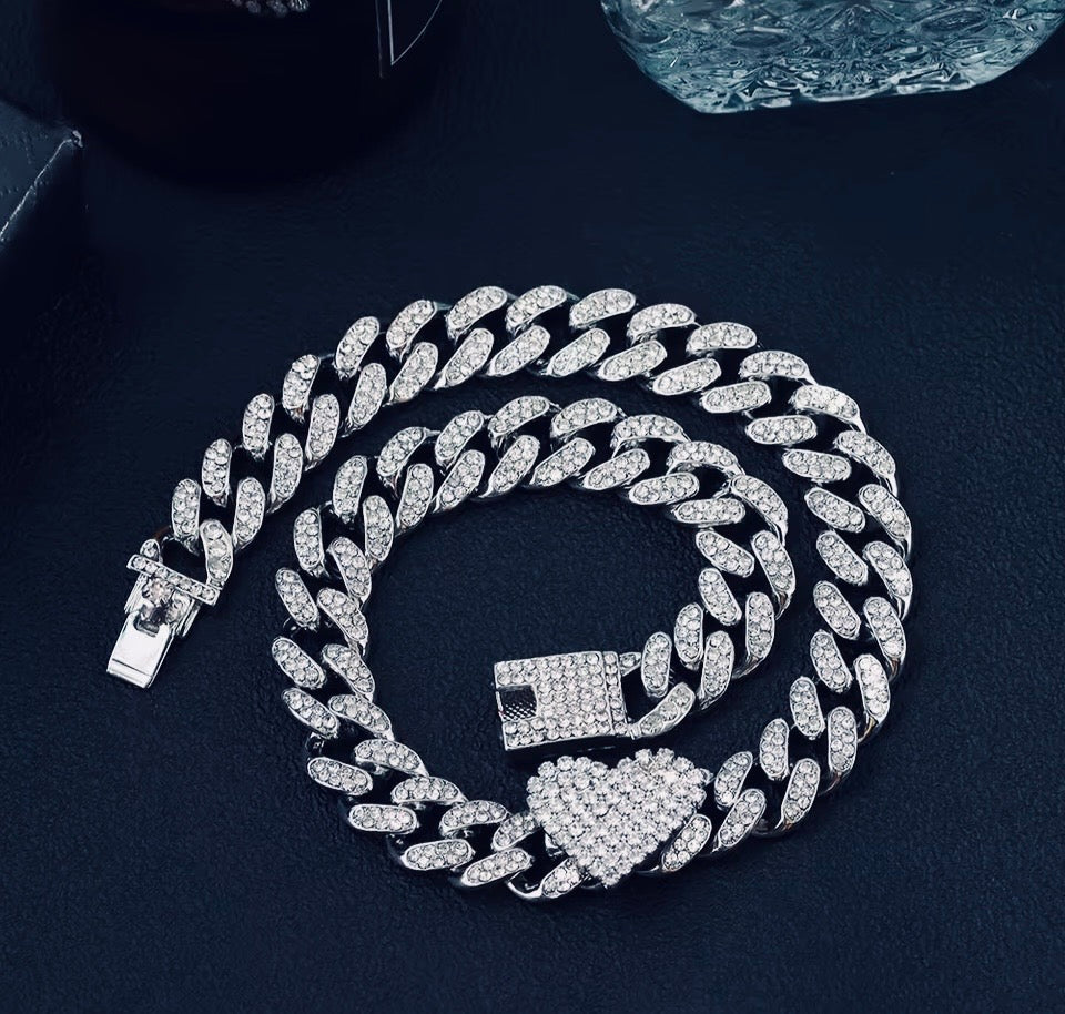 Optimum Iced Miami Heart Cuban Necklace