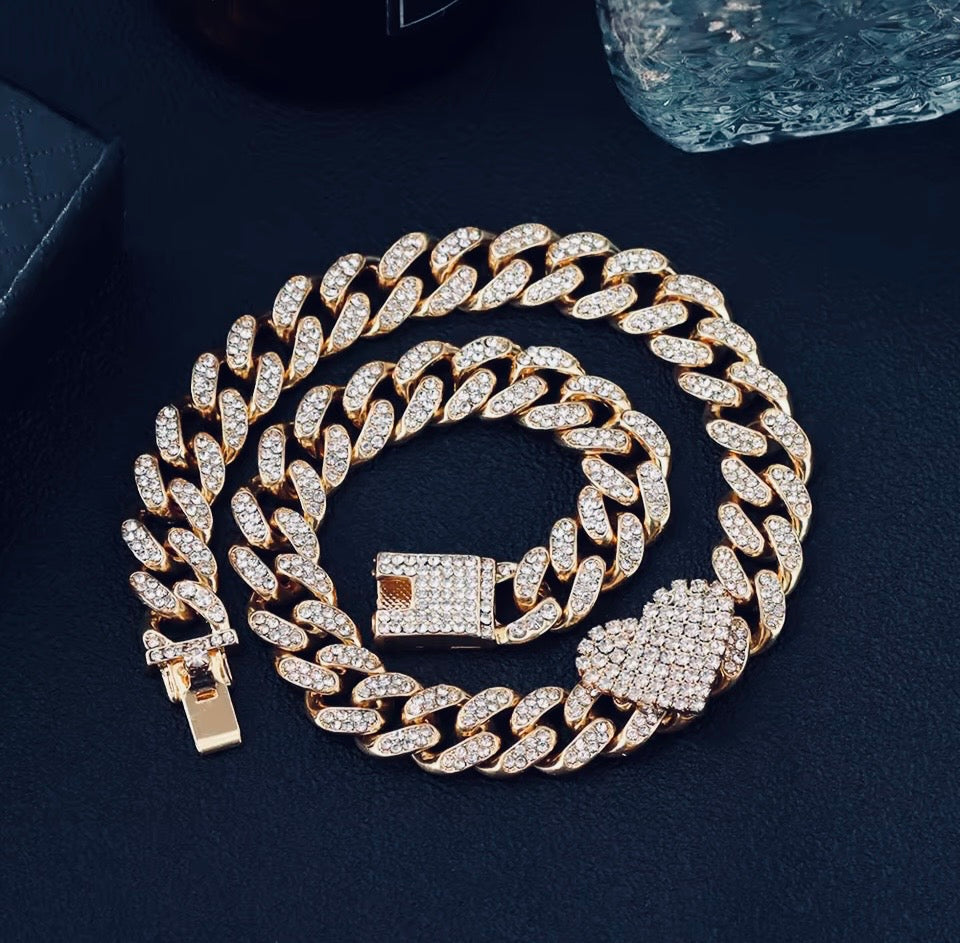 Optimum Iced Miami Heart Cuban Necklace