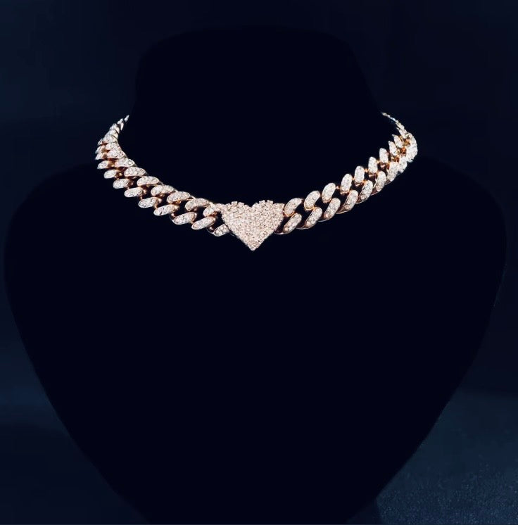 Optimum Iced Miami Heart Cuban Necklace