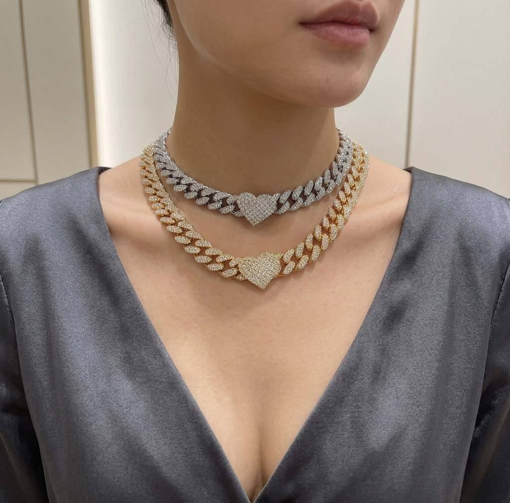 Optimum Iced Miami Heart Cuban Necklace